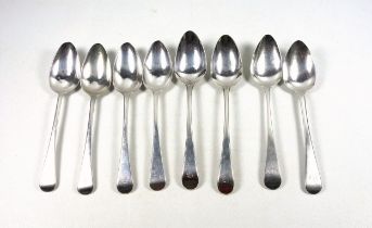 Set of 4 George III silver Old English Pattern table spoons by J H, Exeter, 1801; pair by P B I B,