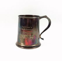Silver presentation pint mug, by Alexander Clark & Co. Ltd., Sheffield, 1964, H.11.8cm, 321grs