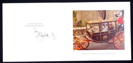 H.M. Queen Elizabeth The Queen Mother, signed 1979 Christmas card with gilt crown to cover, colour
