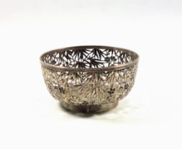 Chinese export silver bowl, Late Qing Dynasty, with all over pierced decoration using the "Three