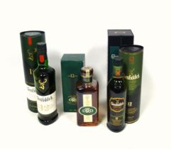 Bottle of Glen Ord 12 year single malt whisky, boxed; Glenfiddich 12 year single malt whisky,