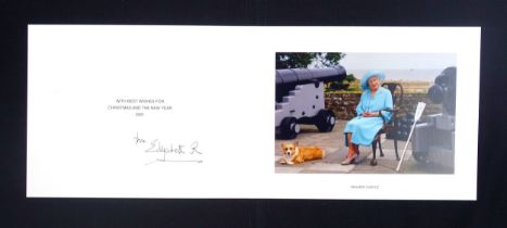 H.M. Queen Elizabeth The Queen Mother, signed 2000 and 2001 Christmas and New Year cards with gilt