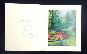 H.M. Queen Elizabeth The Queen Mother, signed 1961 and 1970 Christmas and New Year cards, each