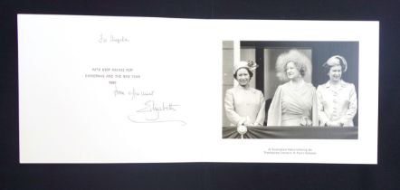 H.M. Queen Elizabeth The Queen Mother, signed 1980 Christmas and New Year card with gilt crown to
