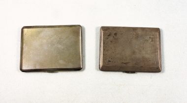 George VI silver canted rectangular cigarette case with engine turned decoration and gilt