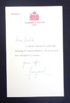 H.R.H. The Princess Margaret typed letter on Clarence House headed notepaper to Gerald Lascelles (