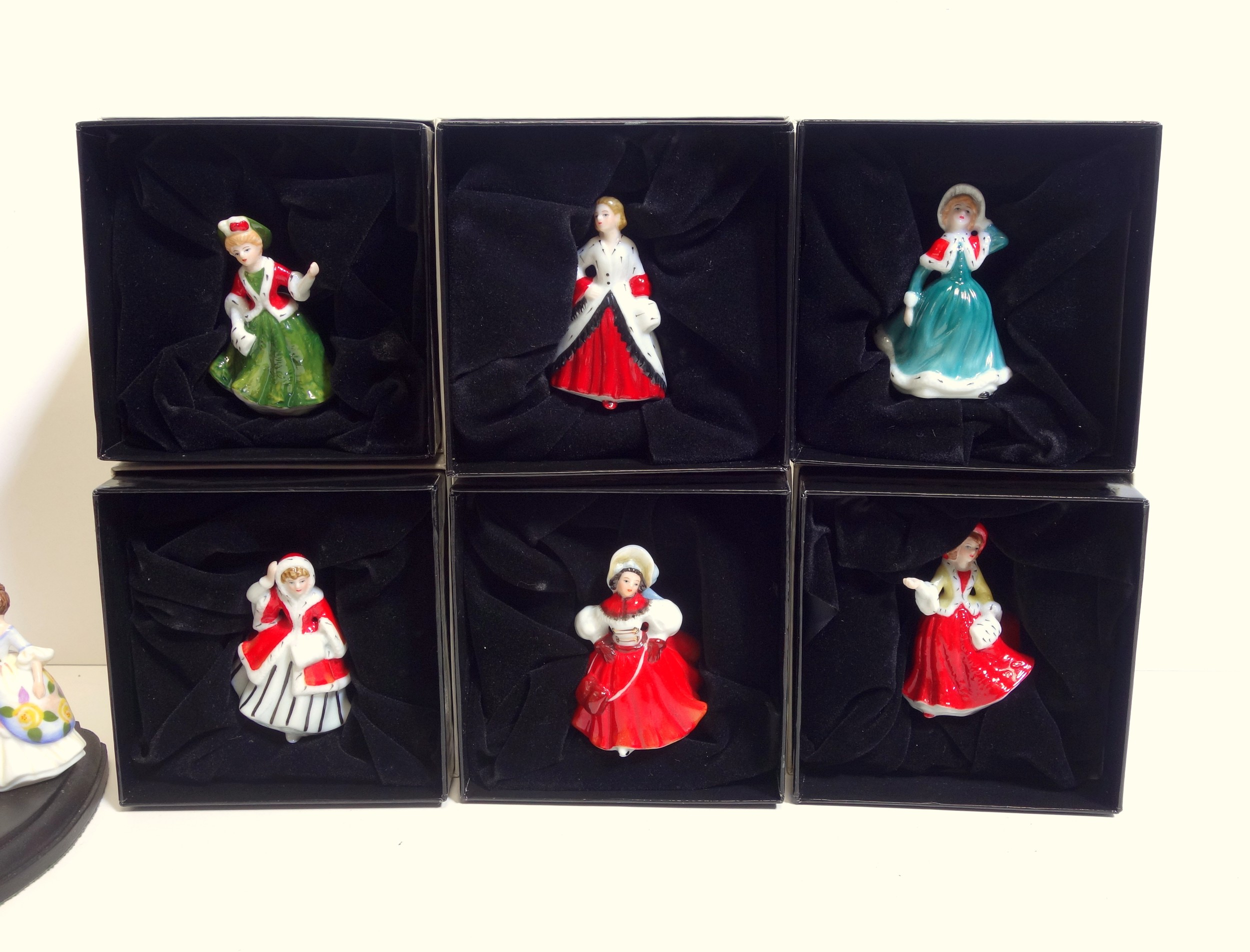 Eight Royal Doulton miniature ladies, H.6.5cm, with a display plinth, and 6 further miniature ladies - Image 2 of 4