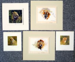 David Shepherd (1931 -2017), signed limited edition prints of 'Tigers Head' and 'Lions Head',