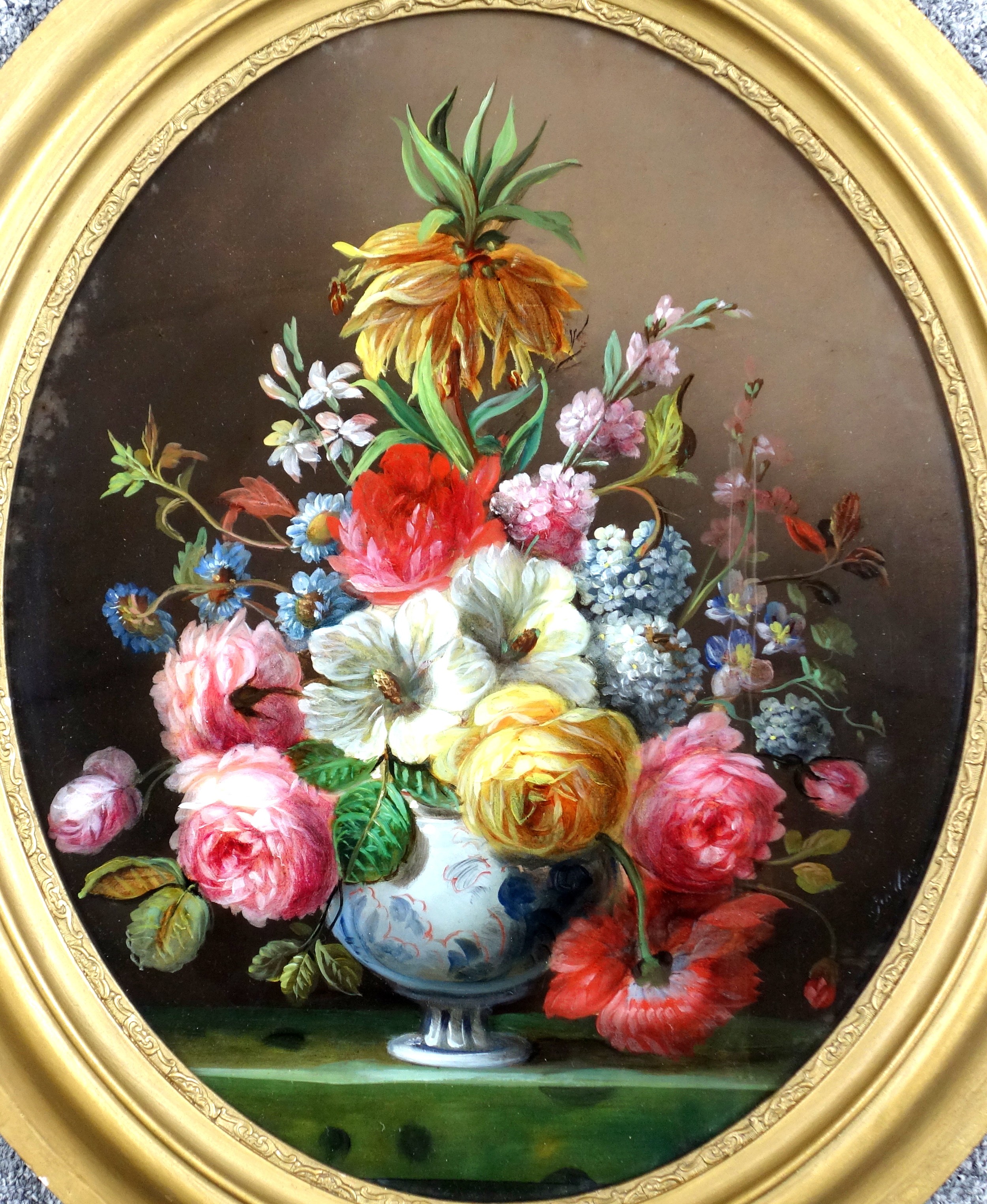 Continental School, Late 19th Century, Still life - Vase of mixed garden flowers, indistinctly - Image 2 of 3