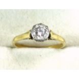 18ct gold solitaire ring set diamond, 1/4ct approx., 2.4grs