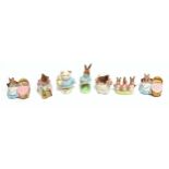 Seven Royal Albert models of Beatrix Potter characters, Peter Rabbit, H.11cm; Mrs Tiggy Winkle,