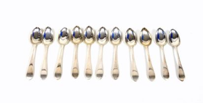 Set of 11 George III Scottish silver Old English Pattern dessert spoons, by William Robertson,