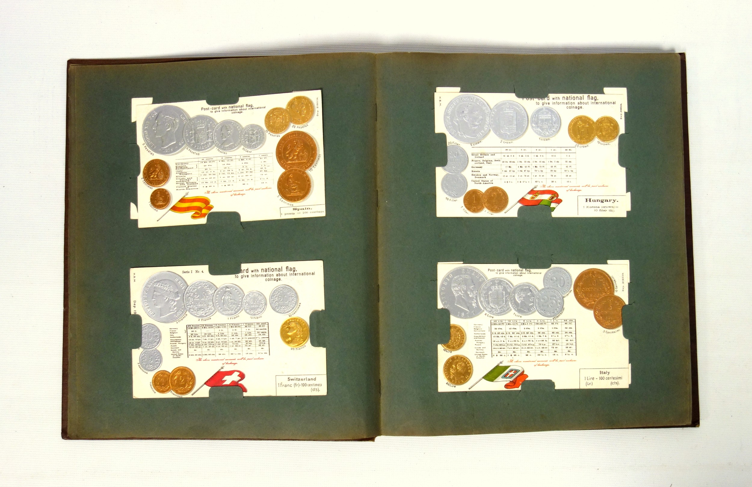 Very rare German Early 20th Century Postcard Album "The World's Coins" cointaining cards with silver - Image 5 of 9