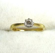 18ct gold solitaire illusion set diamond ring, 0.064 carat diamonds, size O 1/2, 2.7 grams, boxed (