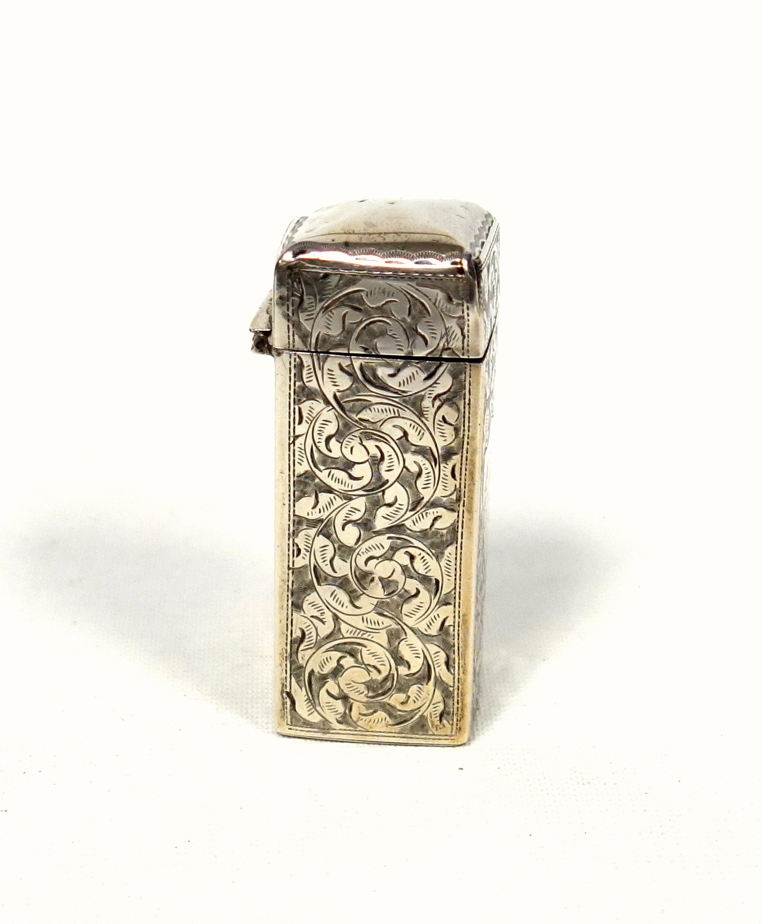 Late Victorian silver square section scent bottle with all-over scrolling foliate decoration and - Image 3 of 7