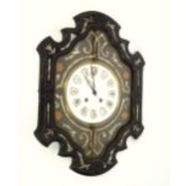 Continental wall clock with a circular white enamelled dial enclosing a two train 8 day movement