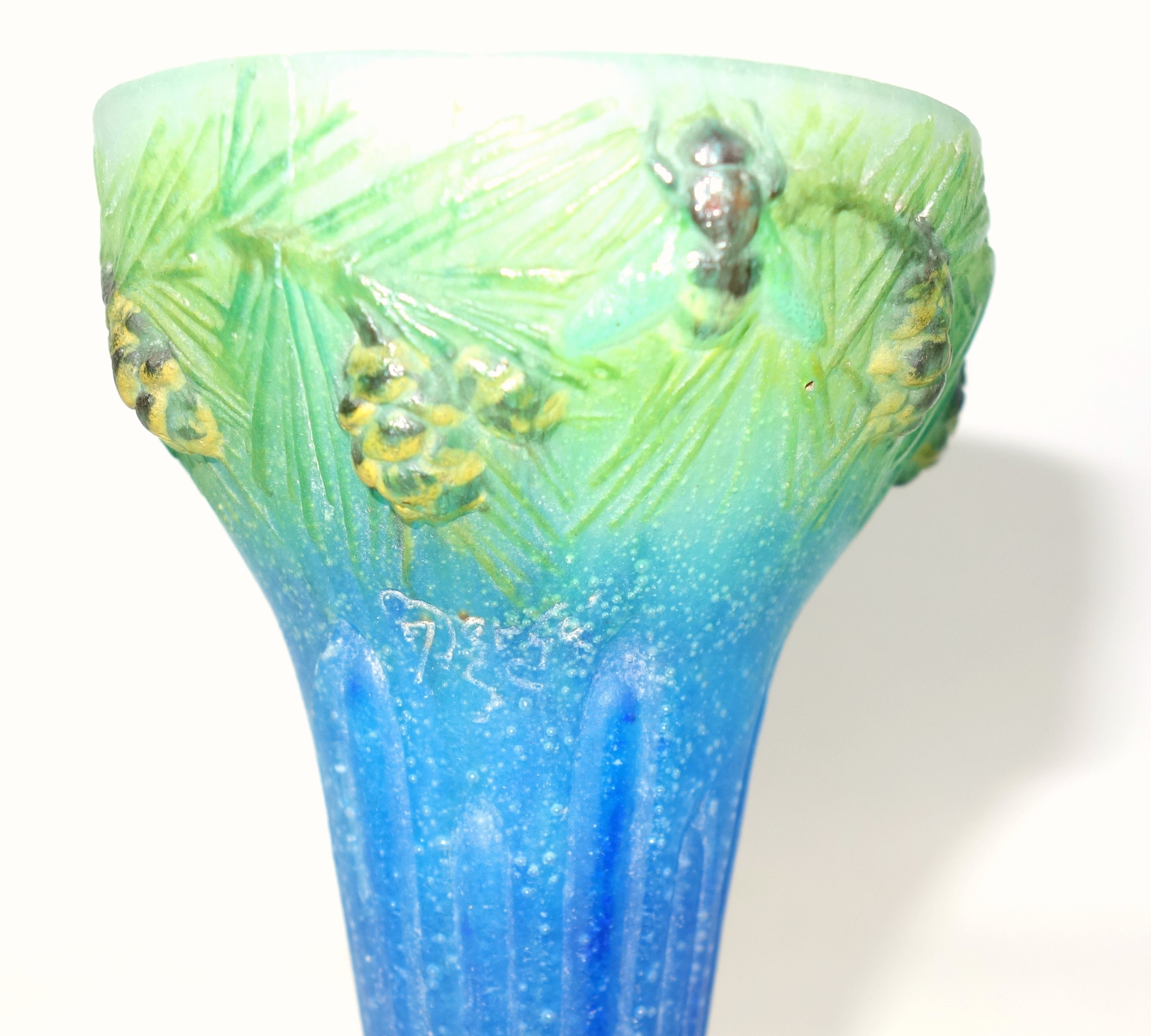 Amalric Walter (1870-1959) and Henri Bergé (1868-1936), pâte de verre vase with relief moulded - Image 9 of 9