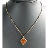Edwardian 9ct belcher necklace, with barrel clasp, L.46cm, 5.7grs, with a gilt metal and goldstone