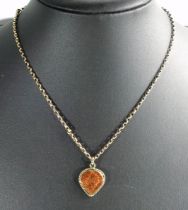 Edwardian 9ct belcher necklace, with barrel clasp, L.46cm, 5.7grs, with a gilt metal and goldstone