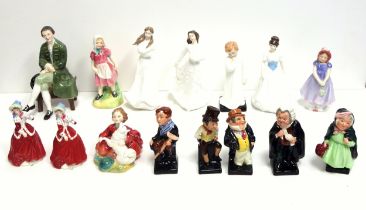 Royal Doulton figure A Gentleman from Williamsburg, HN 2227, H.15cm; 4 Charles Dickens characters,