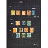 Postage stamp album of Chile stamps, nicely presented with 11 pages from 1853 to 1948, (138