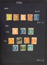 Postage stamp album of Chile stamps, nicely presented with 11 pages from 1853 to 1948, (138