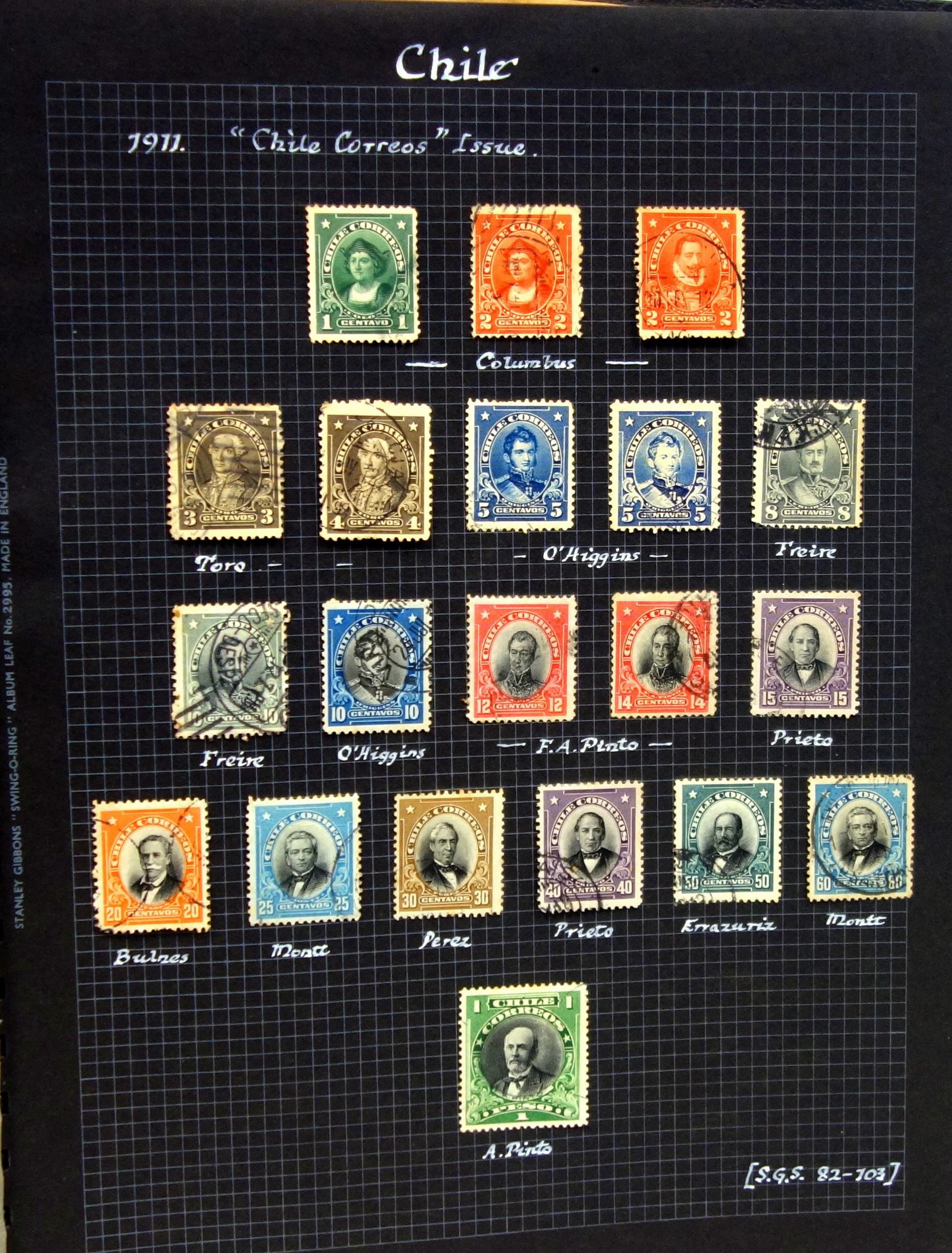 Postage stamp album of Chile stamps, nicely presented with 11 pages from 1853 to 1948, (138 - Image 7 of 19