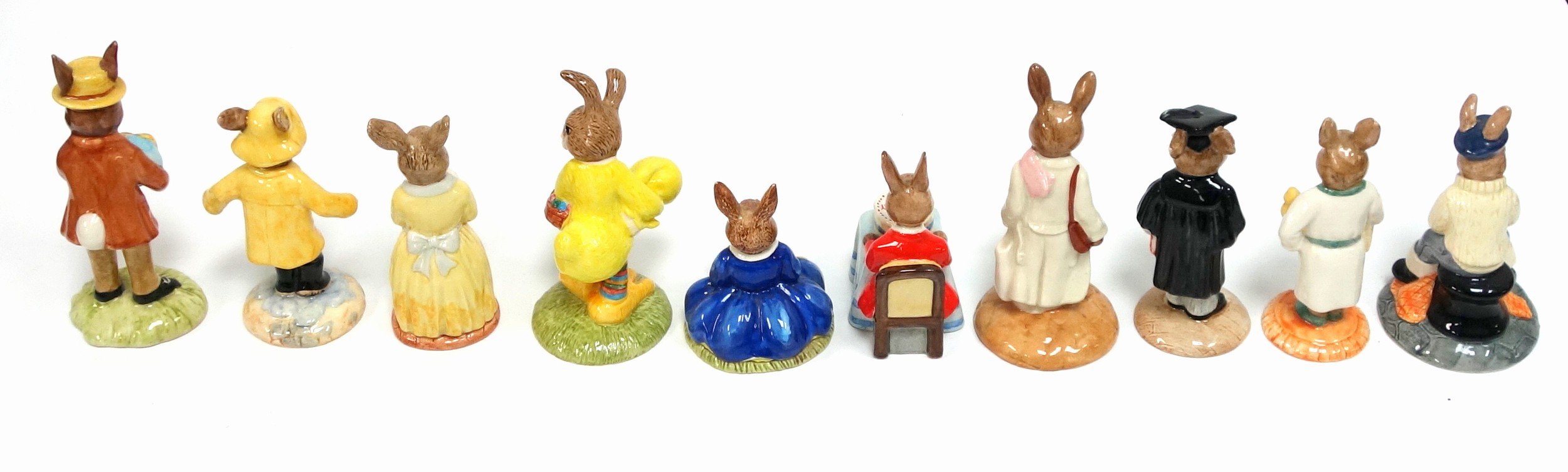 Ten Royal Doulton Bunnykins models, including Easter Parade, Happy Birthday, 60th Anniversary, - Image 2 of 3