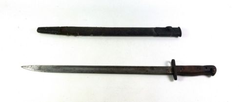 First World War bayonet with a double fullered blade inscribed "Wilkinson" with numbers, L.55.5cm,