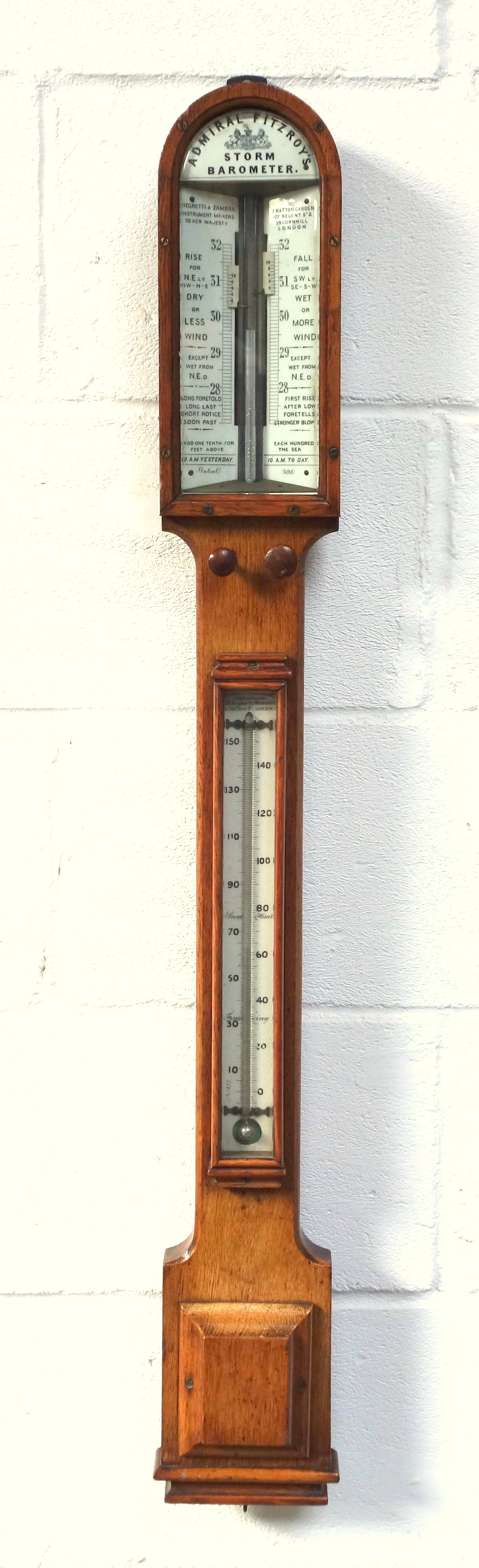 Late Victorian Admiral Fitzroy's storm barometer by Negretti and Zambra, 1 Hatton Garden, 122 Regent - Image 2 of 4