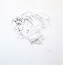 Contemporary pencil study of a female, signed indistinctly 'TPoyo'? mounted and framed with UV art
