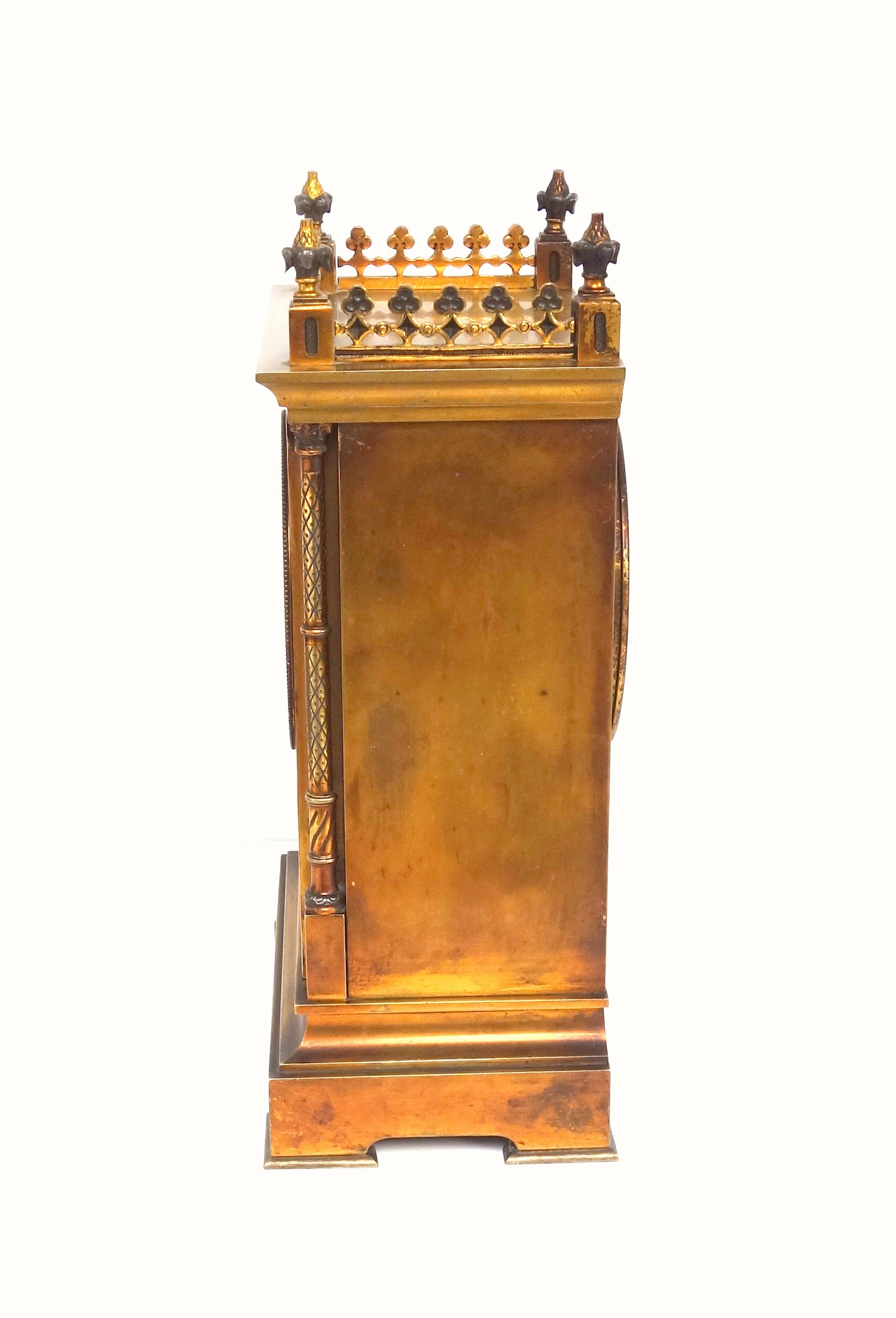 Late 19th Century fine French mantel clock with a gilt circular dial with black Roman numerals - Image 4 of 8