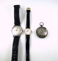 Longines lady's 18ct gold wrist watch with a circular enamelled dial enclosing a side wind movement,