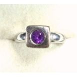 18ct white gold ring set synthetic sapphire, SIze R approx.,11grs