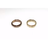 9ct gold faceted eternity ring set CZs in heart shaped settings, 3 grams and a similar ring