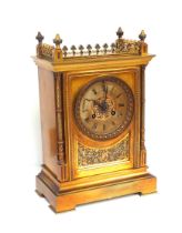 Late 19th Century fine French mantel clock with a gilt circular dial with black Roman numerals