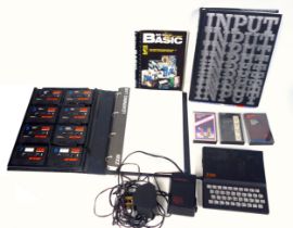 Sinclair ZX81 computer with power adaptor, 3 cassettes: 'Maths Balance Volumes Averages Bases Temp',