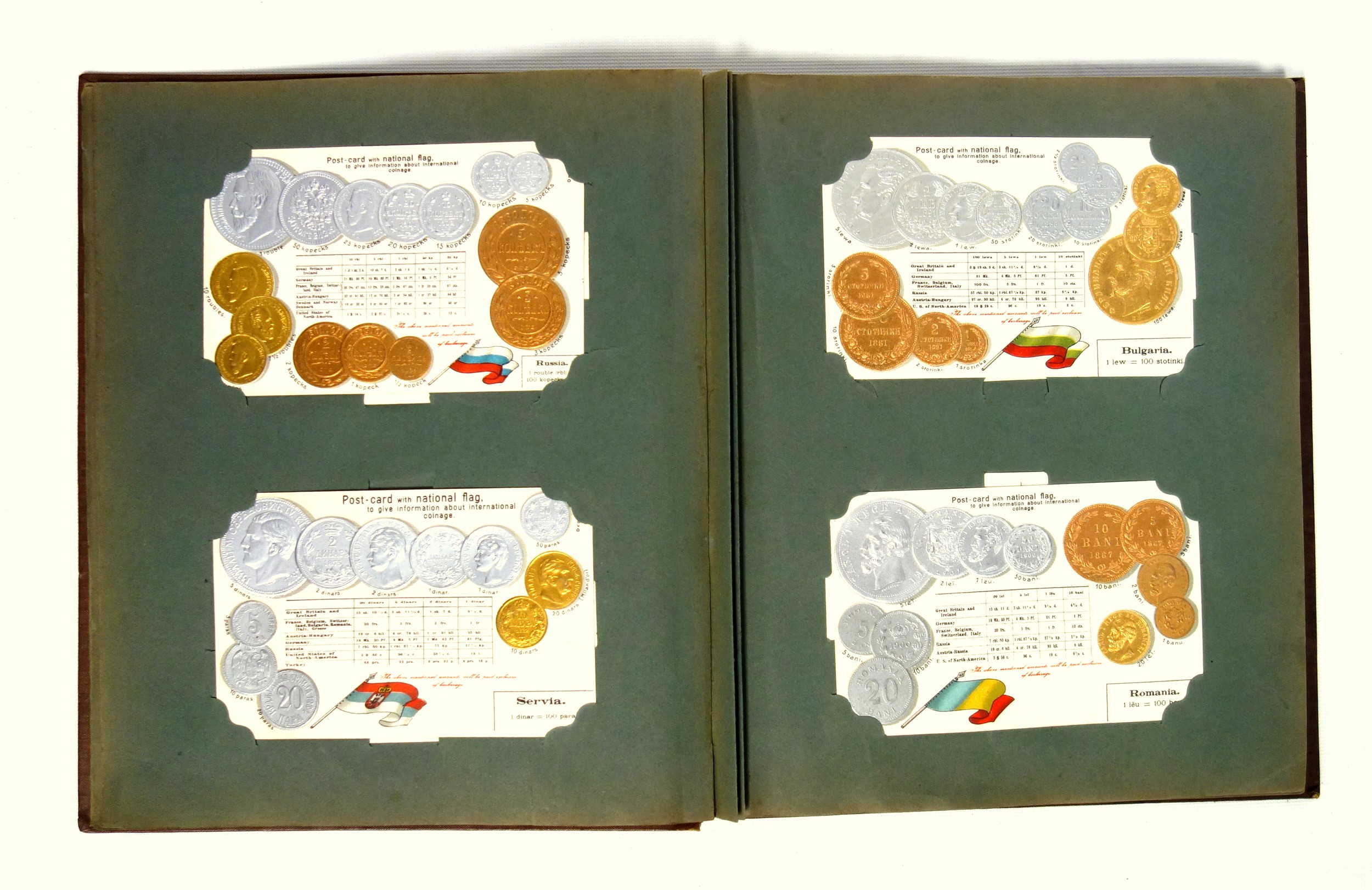 Very rare German Early 20th Century Postcard Album "The World's Coins" cointaining cards with silver - Image 6 of 9