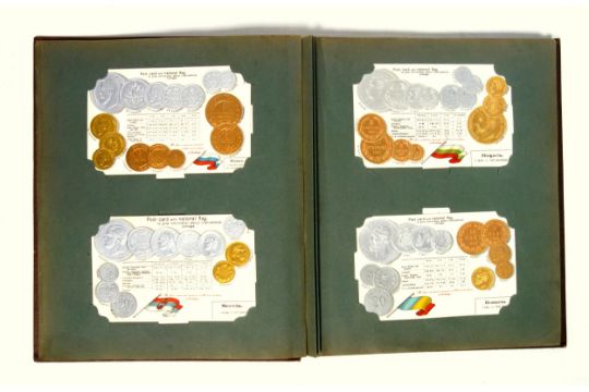 Very rare German Early 20th Century Postcard Album "The World's Coins" cointaining cards with silver - Image 6 of 9