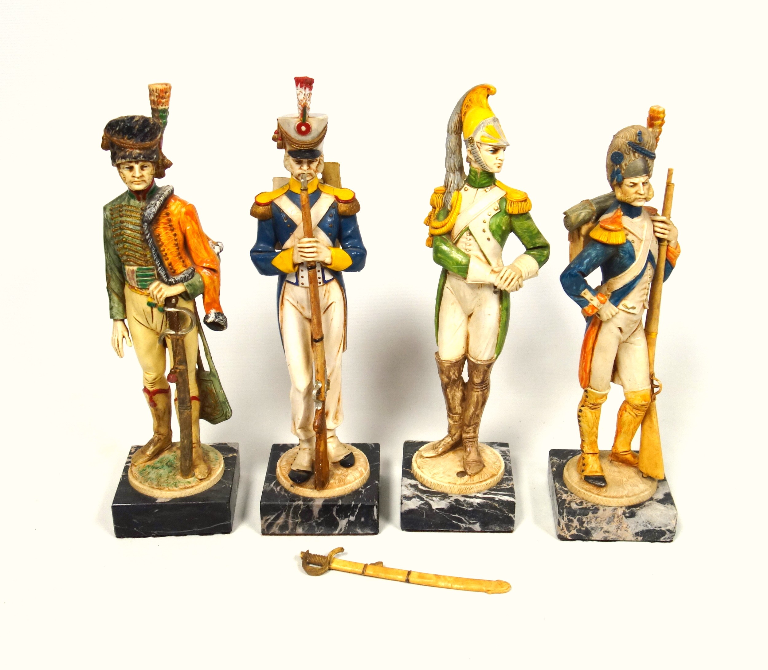 13 porcelain figures, mainly of 19th Century Continental soldiers, tallest H.23.5cm; and 9 Fontanini - Image 8 of 9