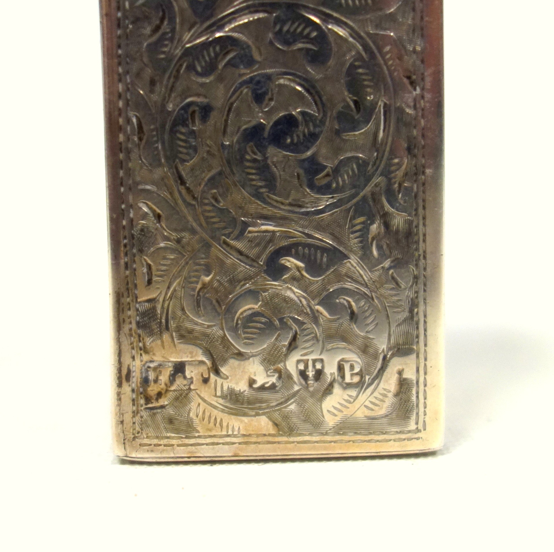 Late Victorian silver square section scent bottle with all-over scrolling foliate decoration and - Image 7 of 7