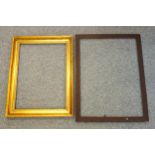 Victorian gilt moulded rectangular pine picture frame with a floral inner border, rebate 84.5 x 61.