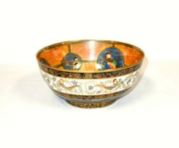 Daisy Makeig-Jones for Wedgwood, an 'Amherst Pheasant' pattern lustre bowl, circa 1920, the interior