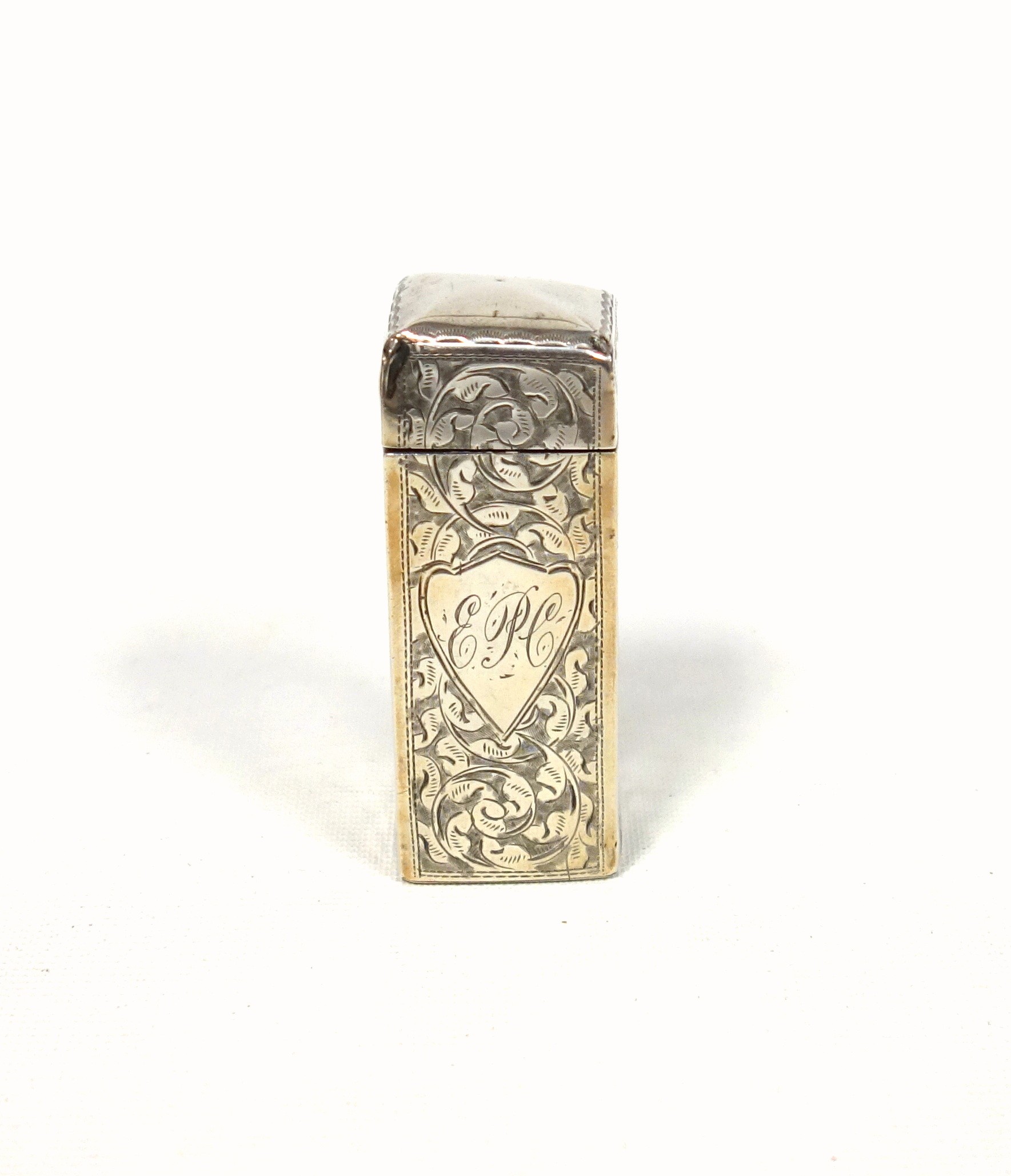 Late Victorian silver square section scent bottle with all-over scrolling foliate decoration and - Image 2 of 7