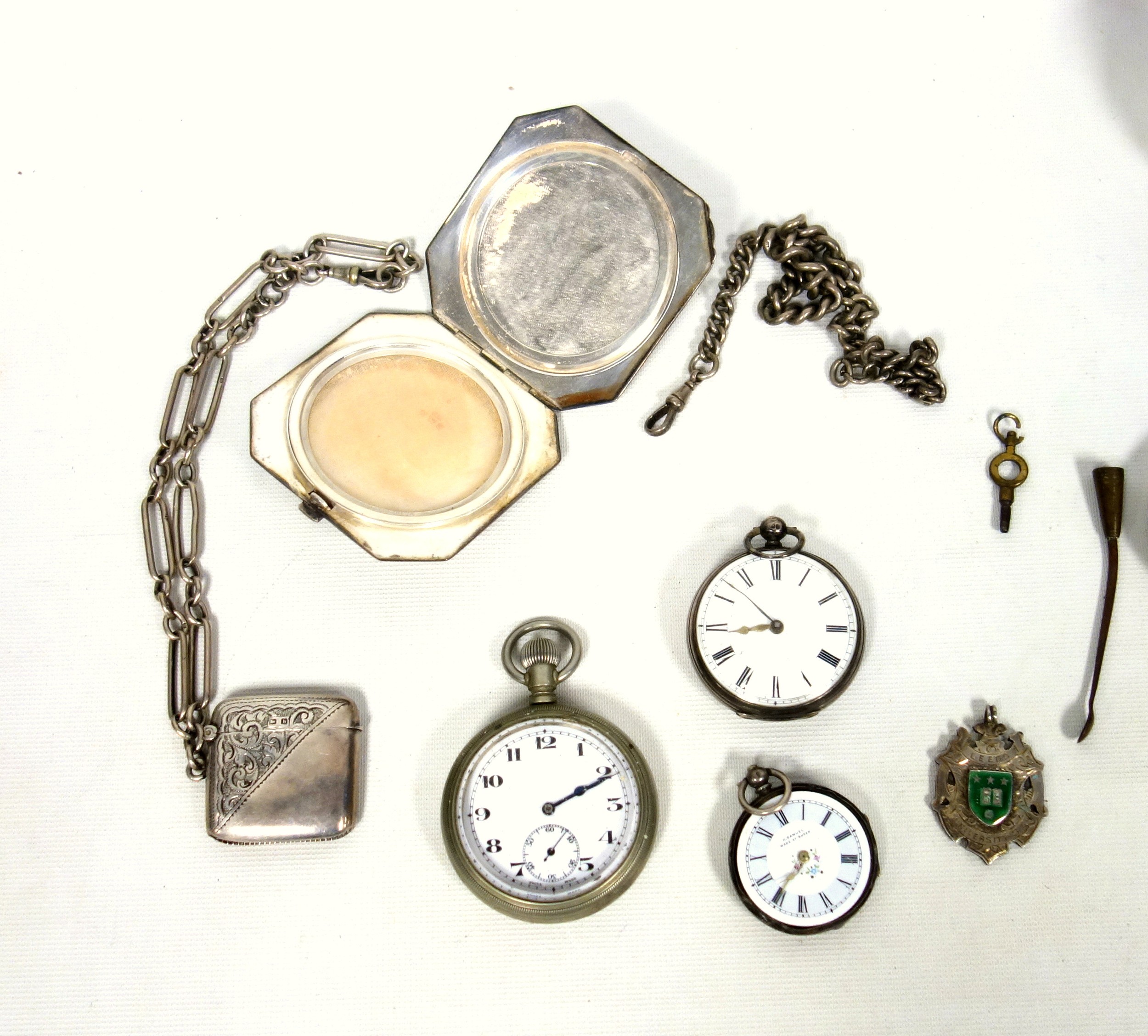 Victorian silver cased pocket watch, London, 1867, Dia.48mm; Swiss silver (935) fob watch, (a/f); - Image 2 of 3