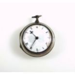 George III pocket watch with a white enamelled circular dial and black Roman numerals enclosing a