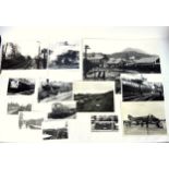 Collection of photographs (some packs with negatives), slides of trains and railway line extensions,