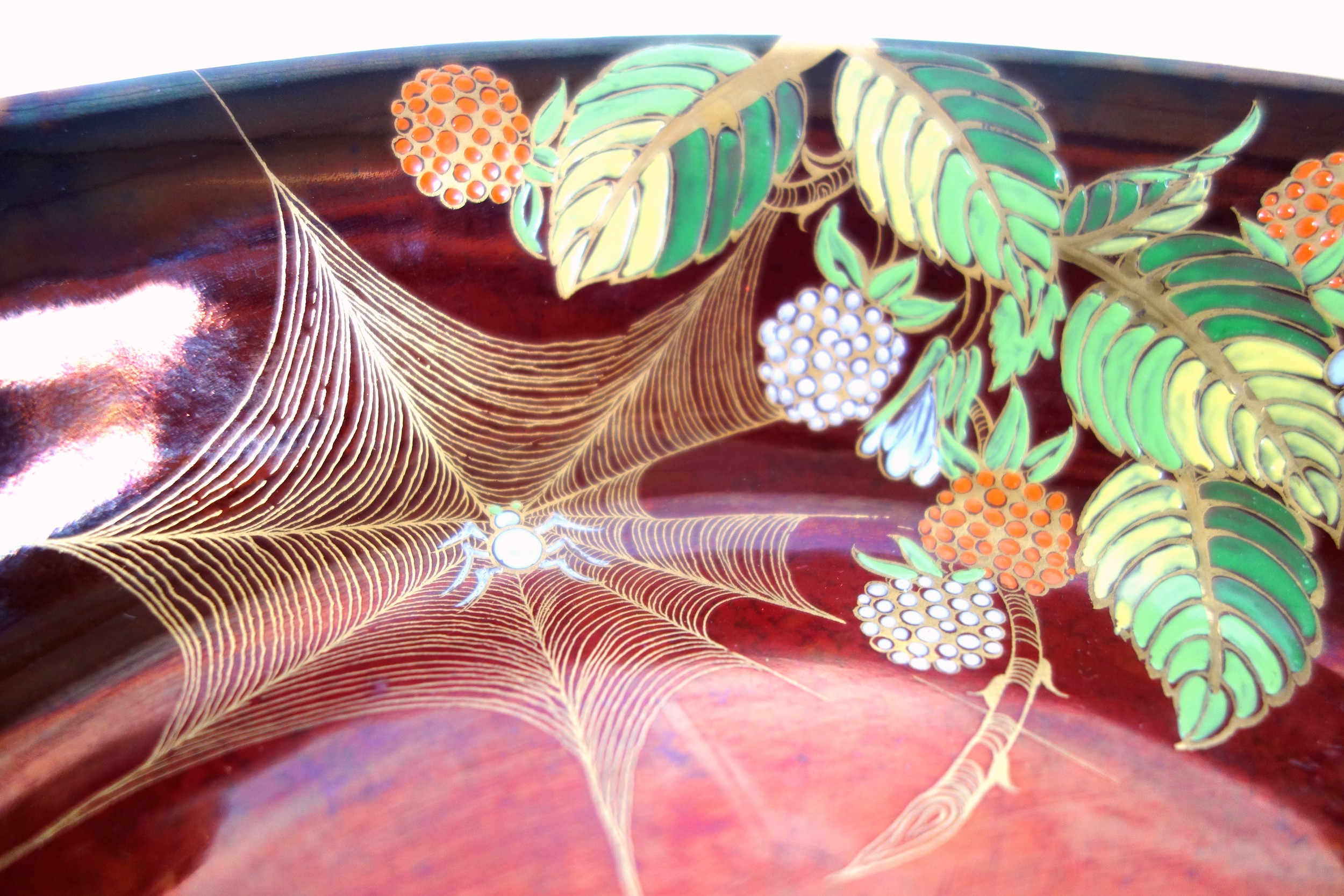 Carltonware Spider web and dragonfly design bowl, from the Rouge Royale series, 25.5cm diameter. - Image 3 of 6