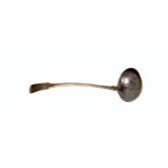 Early Victorian Scottish Provincial silver Fiddle Pattern soup ladle, by J H, (other marks