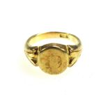 18ct gold signet ring initialled "D", 6.7grs